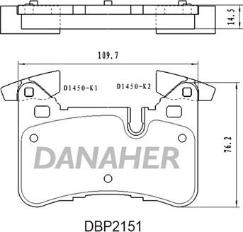 Danaher DBP2151 - Тормозные колодки, дисковые, комплект autosila-amz.com