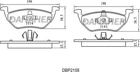 Danaher DBP2158 - Тормозные колодки, дисковые, комплект autosila-amz.com