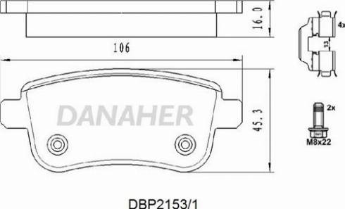Danaher DBP2153/1 - Тормозные колодки, дисковые, комплект autosila-amz.com