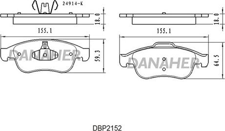 Danaher DBP2152 - Тормозные колодки, дисковые, комплект autosila-amz.com