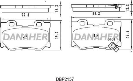 Danaher DBP2157 - Тормозные колодки, дисковые, комплект autosila-amz.com