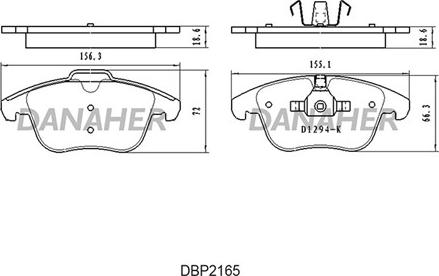 Danaher DBP2165 - Тормозные колодки, дисковые, комплект autosila-amz.com