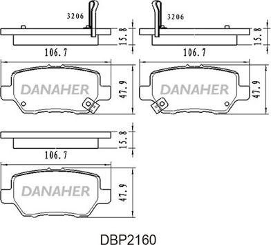 Danaher DBP2160 - Тормозные колодки, дисковые, комплект autosila-amz.com