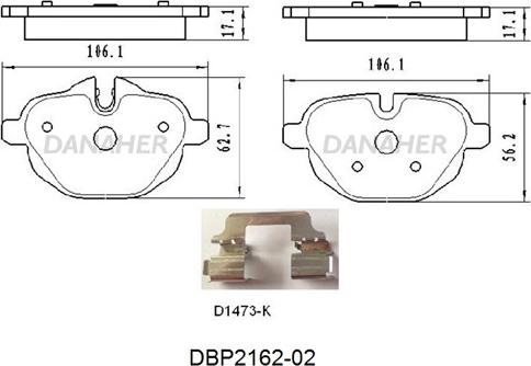 Danaher DBP2162-02 - Тормозные колодки, дисковые, комплект autosila-amz.com