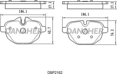 Danaher DBP2162 - Тормозные колодки, дисковые, комплект autosila-amz.com