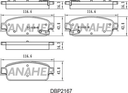 Danaher DBP2167 - Тормозные колодки, дисковые, комплект autosila-amz.com