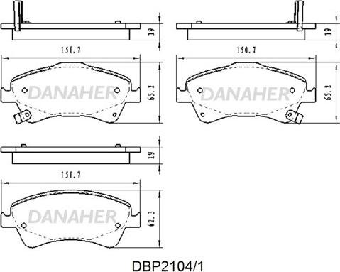 Danaher DBP2104/1 - Тормозные колодки, дисковые, комплект autosila-amz.com