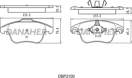 Danaher DBP2100 - Тормозные колодки, дисковые, комплект autosila-amz.com