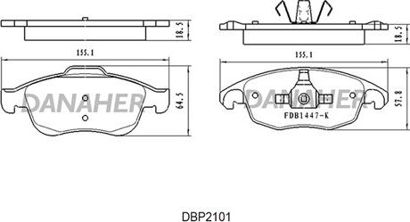 Danaher DBP2101 - Тормозные колодки, дисковые, комплект autosila-amz.com