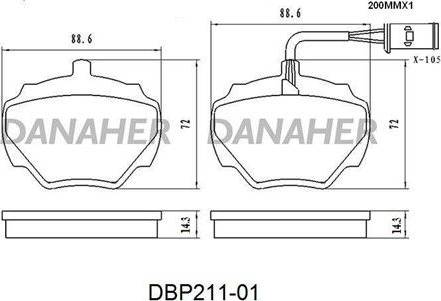 Danaher DBP211-01 - Тормозные колодки, дисковые, комплект autosila-amz.com