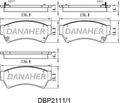 Danaher DBP2111/1 - Тормозные колодки, дисковые, комплект autosila-amz.com