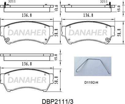 Danaher DBP2111/3 - Тормозные колодки, дисковые, комплект autosila-amz.com