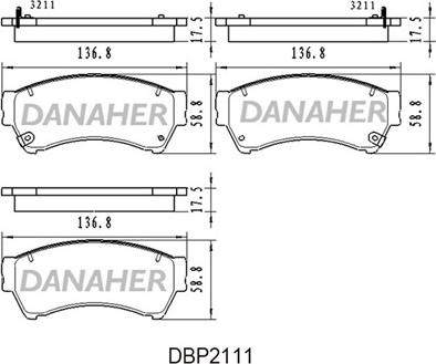 Danaher DBP211/1 - Тормозные колодки, дисковые, комплект autosila-amz.com