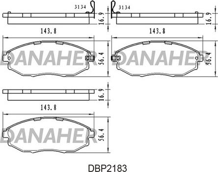 Danaher DBP2183 - Тормозные колодки, дисковые, комплект autosila-amz.com