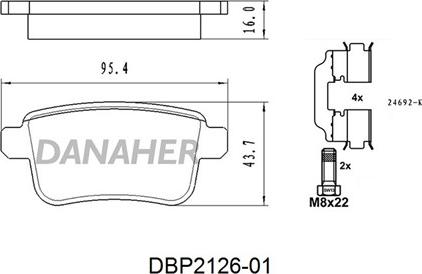 Danaher DBP2126-01 - Тормозные колодки, дисковые, комплект autosila-amz.com