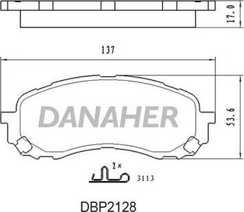 Danaher DBP2128 - Тормозные колодки, дисковые, комплект autosila-amz.com