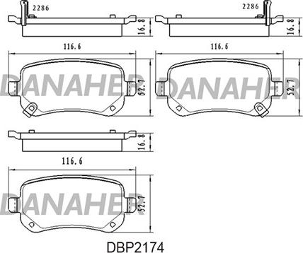 Danaher DBP2174 - Тормозные колодки, дисковые, комплект autosila-amz.com