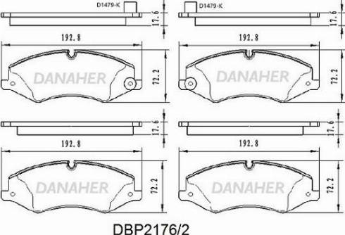 Danaher DBP2176/2 - Тормозные колодки, дисковые, комплект autosila-amz.com