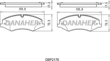 Danaher DBP2176 - Тормозные колодки, дисковые, комплект autosila-amz.com