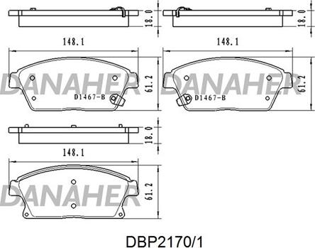 Danaher DBP2170/1 - Тормозные колодки, дисковые, комплект autosila-amz.com