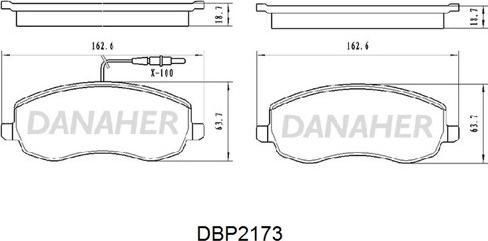 Danaher DBP2173 - Тормозные колодки, дисковые, комплект autosila-amz.com