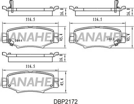 Danaher DBP2172 - Тормозные колодки, дисковые, комплект autosila-amz.com