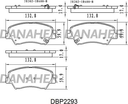 Danaher DBP2293 - Тормозные колодки, дисковые, комплект autosila-amz.com