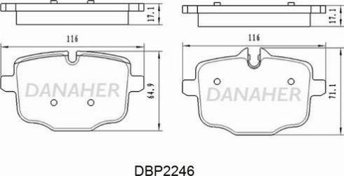 Danaher DBP2246 - Тормозные колодки, дисковые, комплект autosila-amz.com