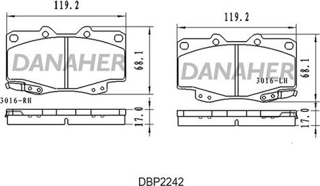 Danaher DBP2242 - Тормозные колодки, дисковые, комплект autosila-amz.com