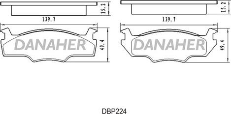 Danaher DBP224 - Тормозные колодки, дисковые, комплект autosila-amz.com