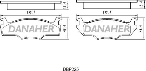 Danaher DBP225 - Тормозные колодки, дисковые, комплект autosila-amz.com