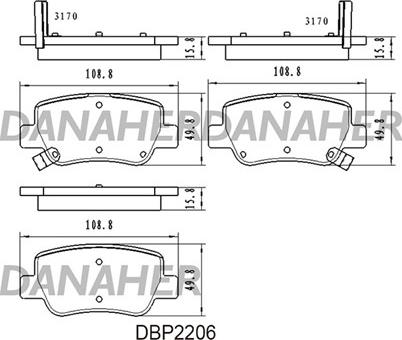 Danaher DBP2206 - Тормозные колодки, дисковые, комплект autosila-amz.com