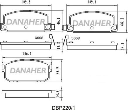 Danaher DBP220/1 - Тормозные колодки, дисковые, комплект autosila-amz.com