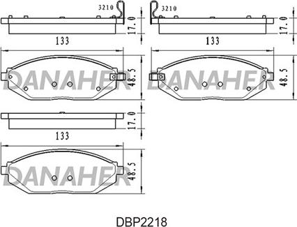 Danaher DBP2218 - Тормозные колодки, дисковые, комплект autosila-amz.com