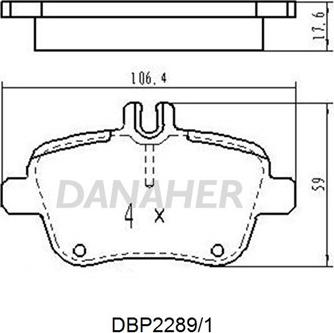 Danaher DBP2289/1 - Тормозные колодки, дисковые, комплект autosila-amz.com