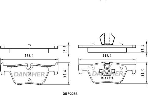 Danaher DBP2286 - Тормозные колодки, дисковые, комплект autosila-amz.com