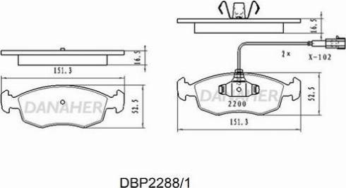Danaher DBP2288/1 - Тормозные колодки, дисковые, комплект autosila-amz.com