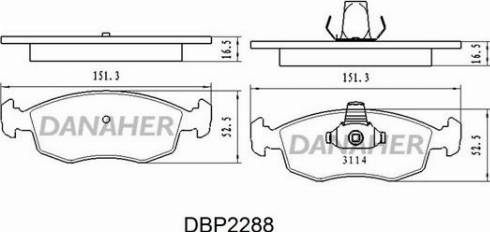 Danaher DBP2288 - Тормозные колодки, дисковые, комплект autosila-amz.com
