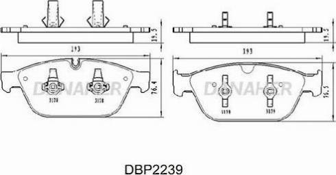 Danaher DBP2239 - Тормозные колодки, дисковые, комплект autosila-amz.com