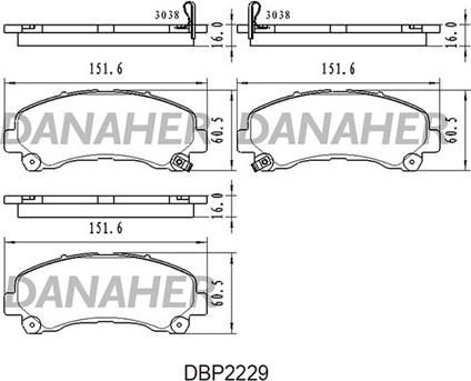 Danaher DBP2229 - Тормозные колодки, дисковые, комплект autosila-amz.com