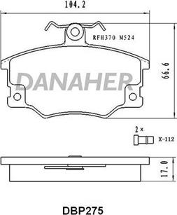 Danaher DBP275 - Тормозные колодки, дисковые, комплект autosila-amz.com