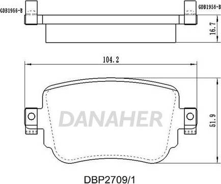 Danaher DBP2709/1 - Тормозные колодки, дисковые, комплект autosila-amz.com