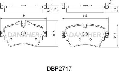 Danaher DBP2717 - Тормозные колодки, дисковые, комплект autosila-amz.com