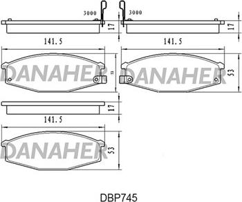 Danaher DBP745 - Тормозные колодки, дисковые, комплект autosila-amz.com