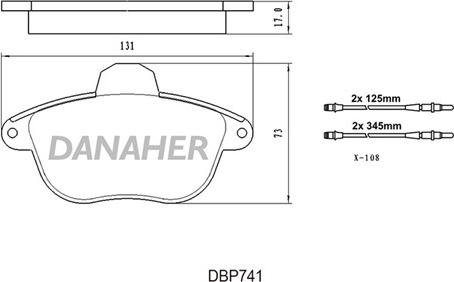 Danaher DBP74/1 - Тормозные колодки, дисковые, комплект autosila-amz.com