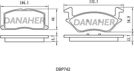 Danaher DBP742 - Тормозные колодки, дисковые, комплект autosila-amz.com