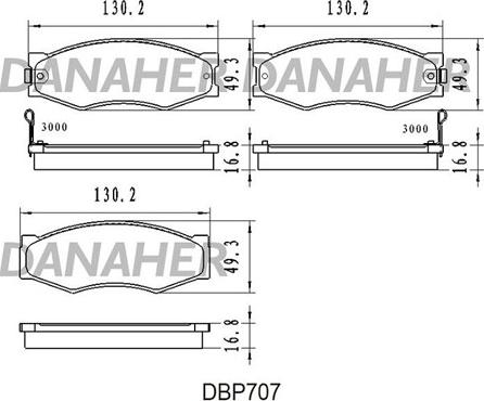 Danaher DBP707 - Тормозные колодки, дисковые, комплект autosila-amz.com