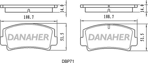 Danaher DBP71 - Тормозные колодки, дисковые, комплект autosila-amz.com