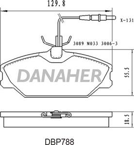 Danaher DBP788 - Тормозные колодки, дисковые, комплект autosila-amz.com