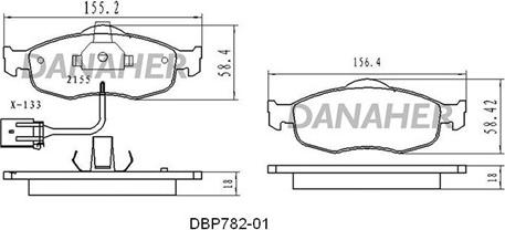 Danaher DBP782-01 - Тормозные колодки, дисковые, комплект autosila-amz.com